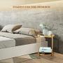 Gold Round End Side Table,Metal Tray Accent Table,Modern Bedside Table for Small Spaces