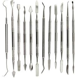 PHYHOO Wax Carvers Set Double Ended Dental Wax Modeling Sculpting Tools Dental Picks Polymer Pottery Clay Carving Tool Stainless Steel 12 Pieces