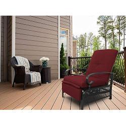 Kozyard Adjustable Patio Reclining Lounge Chair with Strong Extendable Metal Frame and Removable Cushions for Outdoor Reading, Sunbathing or Relaxation (Burgundy)