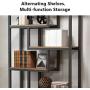 6-Shelf Industrial Bookshelf, Vintage Etagere Bookcase, Storage and Display Shelves with Sturdy Metal Frame for Home Office, Dark Walnut