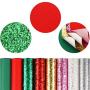 8 Pieces Christmas Shining Faux Leather Sheets Metallic Glitter Leather Fabric Sheets with 120 Pieces Earring Hooks, 120 Pieces Jump Earrings, 6 Pieces Hair Clips for Christmas Theme Earrings and Hair