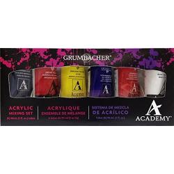 Grumbacher Academy Acrylic Paint Mixing Set, 90ml/3.0 Ounce Metal Tubes, 6-Color Set, Assorted Colors (C1027)