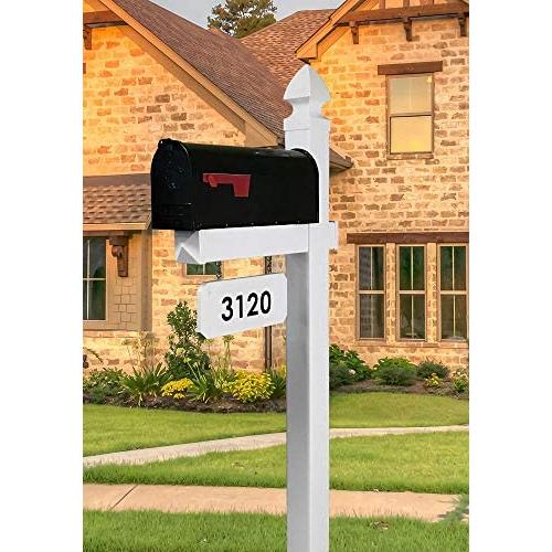 The Loudon Mailbox with Post Included - Black Metal Mailbox with White Vinyl Post Combo Complete System - Blank Address Plate Included - Numbers Sold Separately