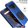 Feitenn OnePlus 6T Case, 6T Phone Case, Armor Aluminum Alloy Metal Cover Heavy Duty Soft Rubber Shockproof Protective Military Bumper Outdoor OnePlus 6T for Men with Tempered Glass - Blue