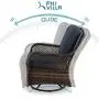 PHI VILLA Rattan Swivel Rocking Chairs 3 PC Patio Conversation Set, 2 Cushioned Chairs & 1 Side Table