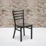 Flash Furniture HERCULES Series Black Ladder Back Metal Restaurant Chair - Walnut Wood Seat