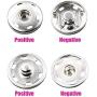 Snap Buttons100 Sets Sew-on Metal Snap Fastener Buttons Press Button for Clothing, Black and Silvery, 0.39IN