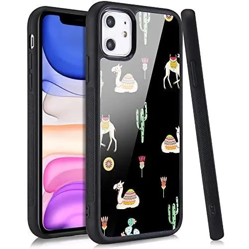 LuGeKe Cute Camel Print Phone Case for iPhone 7/iPhone 8/iPhone SE2020,Cartoon Animal Pattern Case Cover,Soft Silicone Case Metal Sheet Anti-Stratch Bumper Protective Phonecase(Camel Cactus)