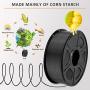 PLA 3D Printer Filament, SUNLU PLA Filament 1.75mm, Dimensional Accuracy +/- 0.02 mm, 1 kg Spool, 1.75mm, PLA Black