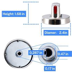 Upgraded 5pcs DG64-00472A / DG64-00347A dial Stainless Steel knob Compatible with Samsung Stove Range Oven ，Replaces AP5949480, PS10058981,Fits FX510BGS FX710BGS NX58F5500SS Replacement Parts