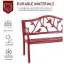 MFSTUDIO Outdoor Patio Garden Bench 50in Metal Seating Chair Furniture for Backyard, Porch, Lawn, Park, Pastoral Bird Design Back, Pink Red MFSTUDIO Outdoor Patio Garden Bench 50in Metal Seating Chair Furniture for Backyard, Porch, Lawn, Park, Pastoral Bird Design Back, Pink Red