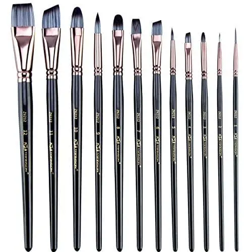 Transon Artist Paint Brush Set of 12 for Watercolor Acrylic Gouache Oil and Tempera Painting Transon Artist Paint Brush Set of 12 for Watercolor Acrylic Gouache Oil and Tempera Painting