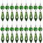 20 Pieces Chandelier Icicle Crystal U-Drop Prisms Lamp Parts Glass Pendants Beads for Wedding, Party or Holiday Decoration, 37mm, Green