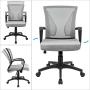 Furmax Office Mid Back Swivel Lumbar Support Desk, Computer Ergonomic Mesh Chair with Armrest (Gray)