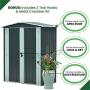 Hanover HANAPEXSHD-GW Twist Lock and 2 Tool Hooks, Dark Gray/White 3 5 x 6-Ft. Galvanized Steel Apex Patio Storage Shed