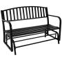 Sunnydaze Outdoor Glider Garden Bench - 50 Inch Black Park Bench - Durable Metal Porch Glider Seat - 2-Person Patio Furniture - Deck Swing - Perfect for Porch, Garden, Sunroom, Backyard or Deck