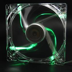 Autolizer Sleeve Bearing 120mm Silent Cooling Fan for Computer PC Cases, CPU Coolers, and Radiators - High Airflow, Quite, and Transparent Clear (Green Quad 4-LEDs) - 2 Years Warranty