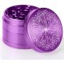 DCOU New Design Premium Aluminium Herb Grinder 2.2 Inches 4 Piece Metal Grinder with Pollen Catcher with Carved Flower