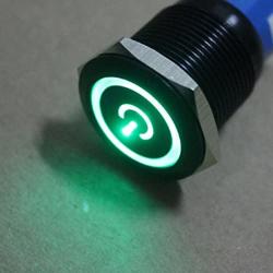 ESUPPORT Black 16mm 12V 3A Power Symbol Angel Eye Halo Car Green LED Light Metal Push Button Toggle Switch Socket Plug Wire