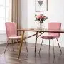 Art Leon Velvet Chairs, Mid Century Upholstered Kitchen Dining Chairs with Gold Metal Legs, Set of 2, Pink