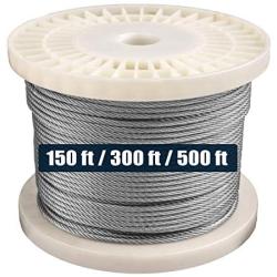 HarborCraft 1/8'' 316 Stainless Steel for Deck Cable Railing Kits DIY Balustrades 7x7 Wire Rope Aircraft Cable 150 Feet