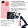 Dockem iPhone SE 2, iPhone 8/7 Wallet Case with Built-in Metal Plate for Magnetic Mounting & 2 Credit Card Holder Slots (M2, Pink, Exec Smooth Synthetic Leather)