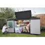 Keter Elite Store 4.6 x 2.7 Foot Resin Outdoor Storage Shed with Easy Lift Hinges, Perfect for Trash Cans, Yard Tools, and Pool Toys, ft, Grey & Black Keter Elite Store 4.6 x 2.7 Foot Resin Outdoor Storage Shed with Easy Lift Hinges, Perfect for Trash Cans, Yard Tools, and Pool Toys, ft, Grey & Black
