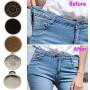 24 Sets Instant Button, No Sew Replacement Jean Buttons, 17mm Adjustable Metal Button Pins to Extend or Reduce Pants Waist Size