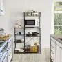 Yaheetech 35.5 inch Industrial Kitchen Bakers Rack, 4-Tier Microwave Oven Stand Workstation Organizer Shelf with Metal Frame, Utility Storage Shelf for Spices with 10 S-Hooks Yaheetech 35.5 inch Industrial Kitchen Bakers Rack, 4-Tier Microwave Oven Stand Workstation Organizer Shelf with Metal Frame, Utility Storage Shelf for Spices with 10 S-Hooks