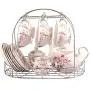 ufengke 15 Piece European Bone China Coffee Cup Set, Ceramic Porcelain Tea Cup Set with Metal Holder, Tea Gift Sets, Pink Camellia Painting