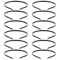 Hair Headbands for Women,No Slip Solid Metal Headband for Girl Ladies Hair Accessories Jewelry Black Pack of 12