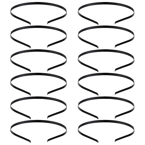 Hair Headbands for Women,No Slip Solid Metal Headband for Girl Ladies Hair Accessories Jewelry Black Pack of 12