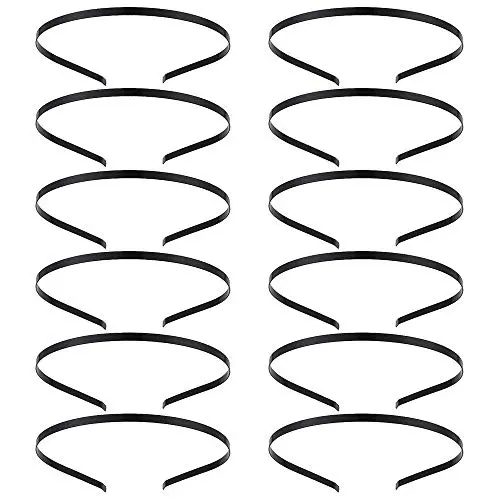 Hair Headbands for Women,No Slip Solid Metal Headband for Girl Ladies Hair Accessories Jewelry Black Pack of 12