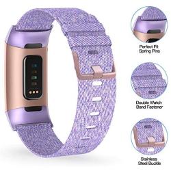 NANW Woven Bands Compatible with Fitbit Charge 4 / Charge 3 Bands/Charge 3 SE, Soft Breathable Fabric Replacement Wristbands Strap Sports Accessories for Women Men, Large Small