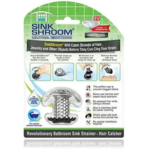 SinkShroom Ultra Revolutionary Bathroom Sink Drain Protector, Stainless Steel Standalone SinkShroom Ultra Revolutionary Bathroom Sink Drain Protector, Stainless Steel Standalone
