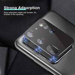 [4 Pack] PECHE Camera Lens Protector for Samsung Galaxy S20 Ultra 5G (6.9) 9H Tempered Glass Metal Frame Black Anti-Scratch/Dust Case Friendly Strong Adsorption Anti-flash S20 Ultra Lens Protector