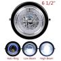 TASWK 6 1/2'' CREE LED Motorcycle Retro Black Clear Lens Headlight Halo Ring for Bobber Cafe Racer Cruiser Vintage Style