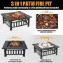 Sibosen Fire Pit, 32'' Fire Pits Outdoor Wood Burning Square Metal Firepit Table w/Mesh Spark Screen, BBQ Grill, Log Grate, Poker, Firepit Cover for Camping Picnic Bonfire Patio Backyard Garden Sibosen Fire Pit, 32'' Fire Pits Outdoor Wood Burning Square Metal Firepit Table w/Mesh Spark Screen, BBQ Grill, Log Grate, Poker, Firepit Cover for Camping Picnic Bonfire Patio Backyard Garden