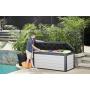 Keter Denali 150 Gallon Resin Large Deck Box-Organization and Storage for Patio Furniture, Outdoor Cushions, Garden Tools and Pool Toys, Grey & Black