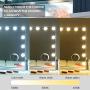 FENCHILIN Large Vanity Mirror with Lights and Blutooth Speaker, Hollywood Lighted Makeup Mirror with 15 Dimmable LED Bulbs for Dressing Room & Bedroom, Tabletop or Wall-Mounted, Slim Metal Frame White