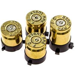 Xbox One Bullet Buttons Raplacement A B X Y Real Bullet Brass Casings Gold Brass w/ Silver Nickel Primer