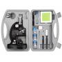 AMSCOPE-KIDS M30-ABS-KT1 Beginner Microscope Kit, LED and Mirror Illumination, 120x - 1200x Six Magnifications, Metal Frame and Base, Includes 48-Piece Accessory Set and Case,Black