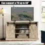 Tangkula Farmhouse Sliding Barn Door TV Stand, Vintage Rustic TV Cabinet Stand Fit Up to 60-inch TVs, Storage Cabinets with 2 Gliding Doors & Adjustable Shelves, Home Living Room Furniture (Natural)
