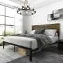 Einfach Rustic Platform Metal Bed Frame with Wooden Headboard and Footboard/Mattress Foundation with Strong Slat Support/No Box Spring Needed/Easy Assembly,Full Einfach Rustic Platform Metal Bed Frame with Wooden Headboard and Footboard/Mattress Foundation with Strong Slat Support/No Box Spring Needed/Easy Assembly,Full