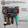 J JACKCUBE DESIGN Rustic Wood Power Tool Storage and Organizer, Drill Holder Charging Station, 4 Metal Drill Hanging Slots Racks, Wall Mount Tools Garage Storage Cabinets- MK681A (Rustic Wood)