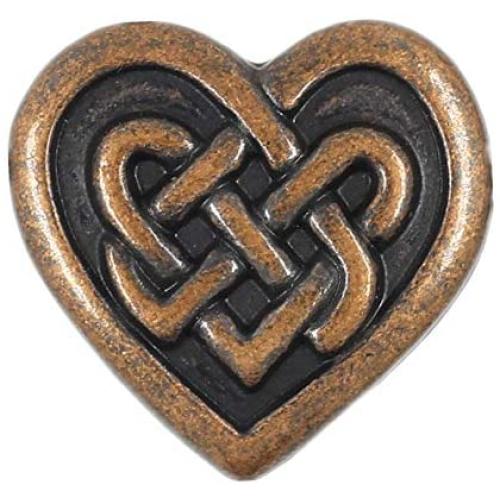 Bezelry 12 Pieces Celtic Heart Love Knot Metal Shank Buttons. 19mm (11/16 inch) (Antique Copper)