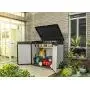 Keter Elite Store 4.6 x 2.7 Foot Resin Outdoor Storage Shed with Easy Lift Hinges, Perfect for Trash Cans, Yard Tools, and Pool Toys, ft, Grey & Black Keter Elite Store 4.6 x 2.7 Foot Resin Outdoor Storage Shed with Easy Lift Hinges, Perfect for Trash Cans, Yard Tools, and Pool Toys, ft, Grey & Black