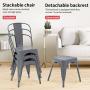 Metal Chair Dining Chairs Set of 4 Dining Room Kitchen Chair Patio Chair Tolix Restaurant Chairs 18 Inches Seat Height Trattoria Bar Chair Metal Stackable Chairs Indoor Outdoor Chairs