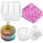 Box Resin Molds, Silicone Jewelry Box Molds with 9-Slot Epoxy Resin Molds, Round Trinket Box Molds for Making Resin Box