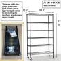 Metal Shelf 6 Tier Wire Shelving Unit with Wheels,Heavy Duty Storage Shelves, NSF Garage Kitchen Organizer,Wire Rack Height Adjustable Utility Commercial Grade Rolling Steel Rack,48'' x 18'' x 82'',Black